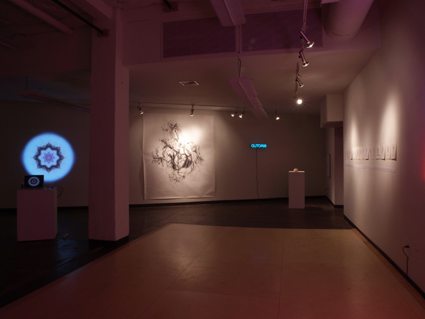 Left: Teresa Ascencao, title: Auto Erotic Meditations. Video (projection).